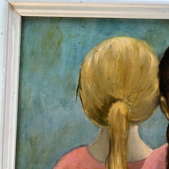 Vintage Margaret Keane 1963 Big Eye Framed Textured Print Ballerina Class kitsch - Picture 5 of 15